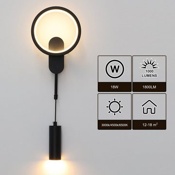 WILGOON Wandleuchte LED Wandlampe, 16W 18W Dimmbare LED Wandleuchte Modern Innen 3 Farben, LED fest integriert, Warmweiß, Kaltweiß, Tageslichtweiß, 3000-6000K Innen, für Schlafzimmer, Arbeitszimmer, Flur