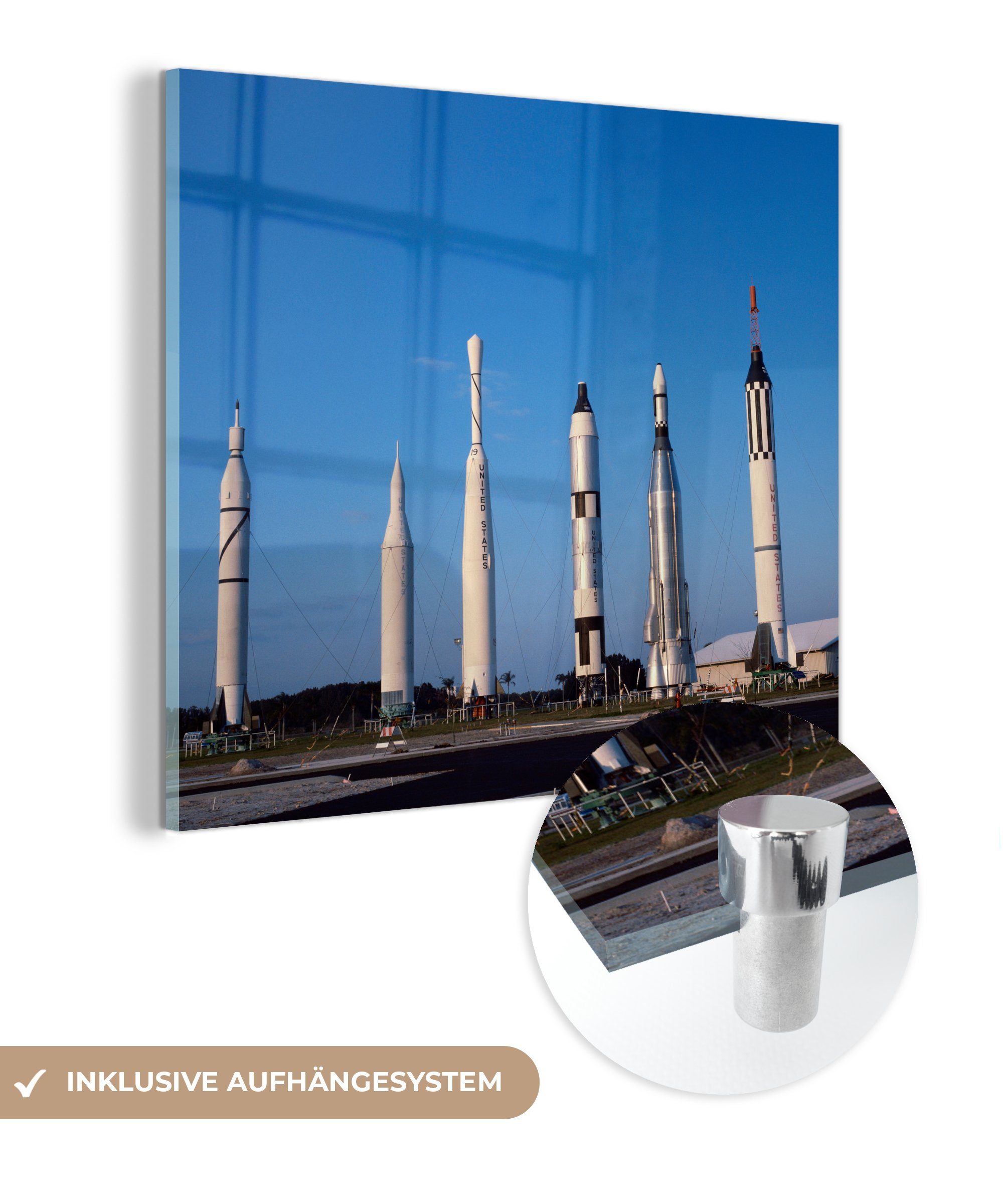 MuchoWow Acrylglasbild Raketen in Florida, (1 St), Glasbilder - Bilder auf Glas Wandbild - Foto auf Glas - Wanddekoration
