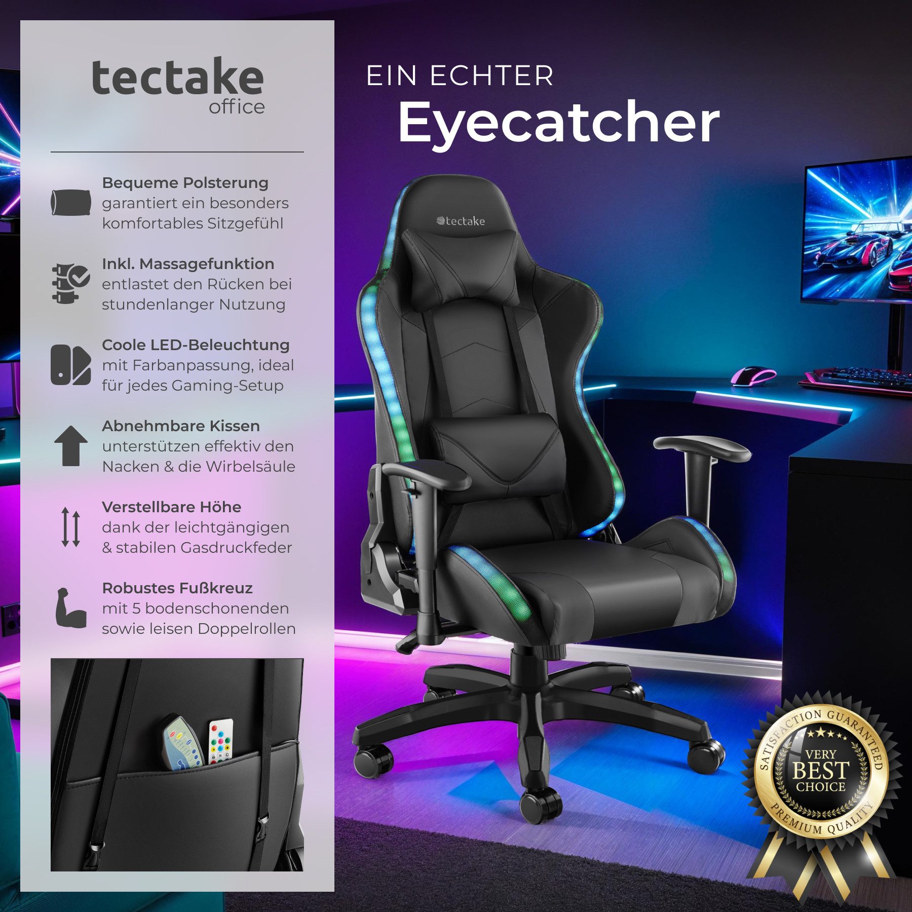 tectake Gaming-Stuhl Gamingstuhl (Set, 1 St), Verstellbare Rückenlehne und günstig online kaufen