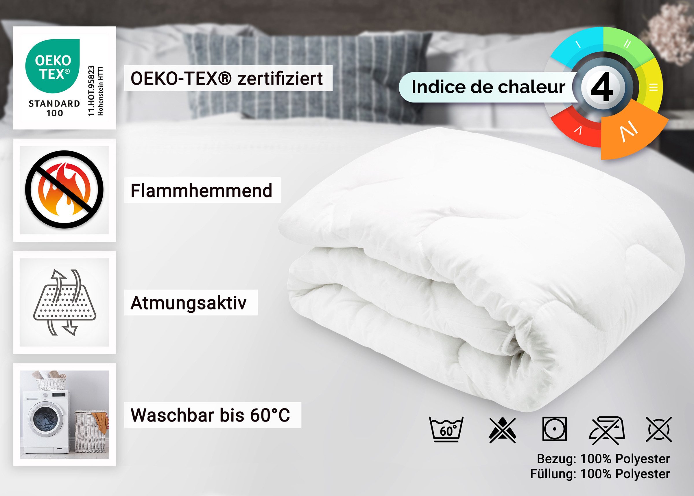 ZOLLNER Microfaserbettdecke, Bezug: 100% Polyester, 135 x 200 cm, 100% Polyester, vom Hotelwäschespezialisten