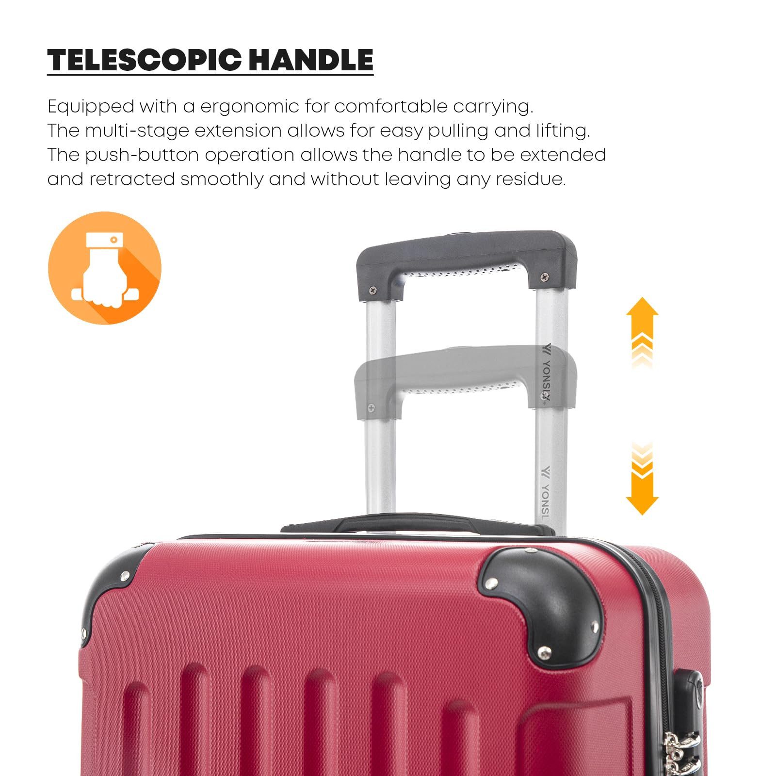YONSLY Trolleyset Hartschalen-Reisekoffer Rollkoffer Trolley Gepäckset aus ABS, 4 Rollen, (Reiseset, 2 tlg., Größen L&XL), mit 360° Doppelrollen, Zahlenschloss und ergonomischem Gummigriff