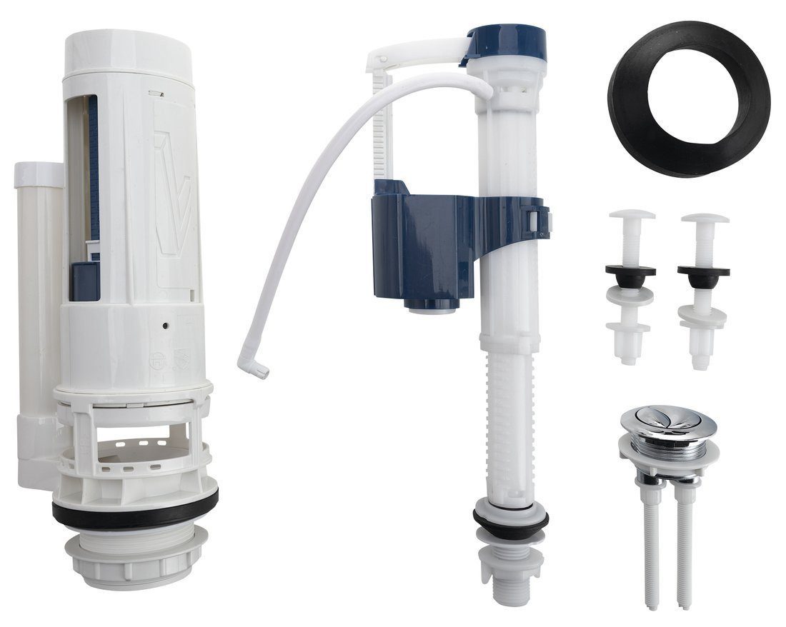 Bruckner Sanitär-Installationsset Spülgarnitur mit DUAL-Spülung 49mm, Bodenfüllung, Chrom, Bruckner-301-424-0
