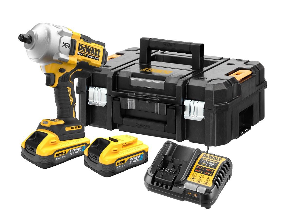 DeWalt Akku-Schlagschrauber 18 Volt / 5 Ah, 1200 U/min, 1626 Nm, mit max. Lösemoment bis zu 2.372 Nm und 2x 5 Ah Akku in TSTAK-Koffer