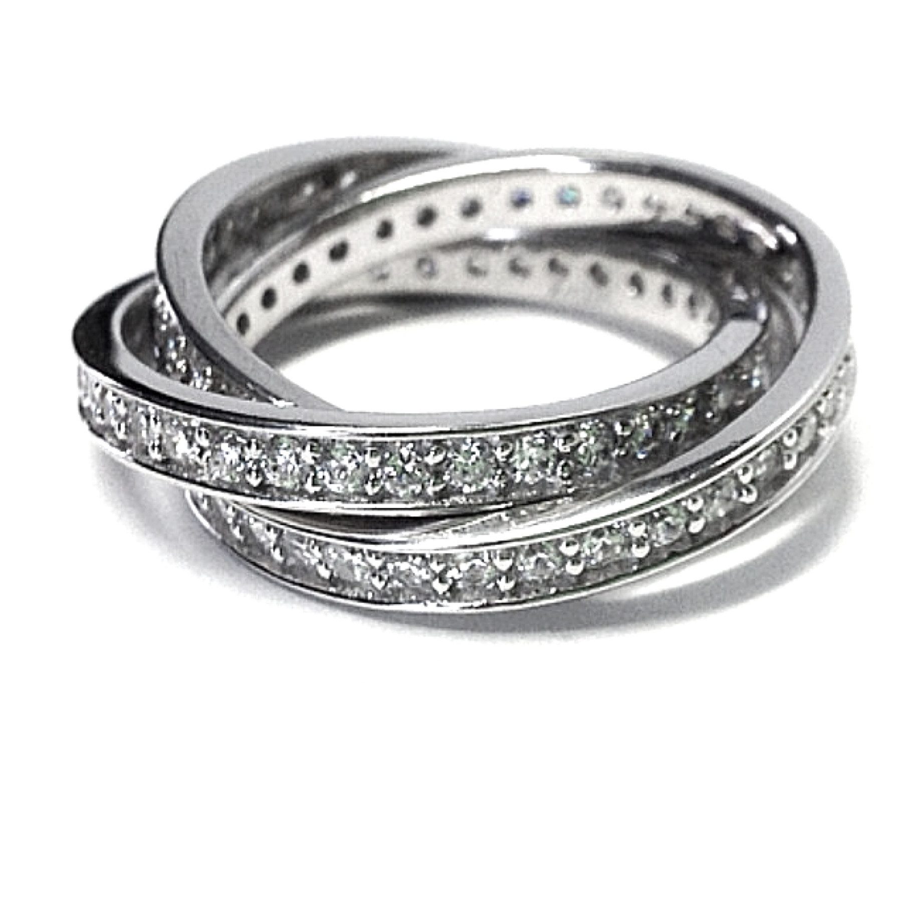 Silberring Spielring 925 Silber rhod mit Zirkonias 3teilig Silberring Ring #57