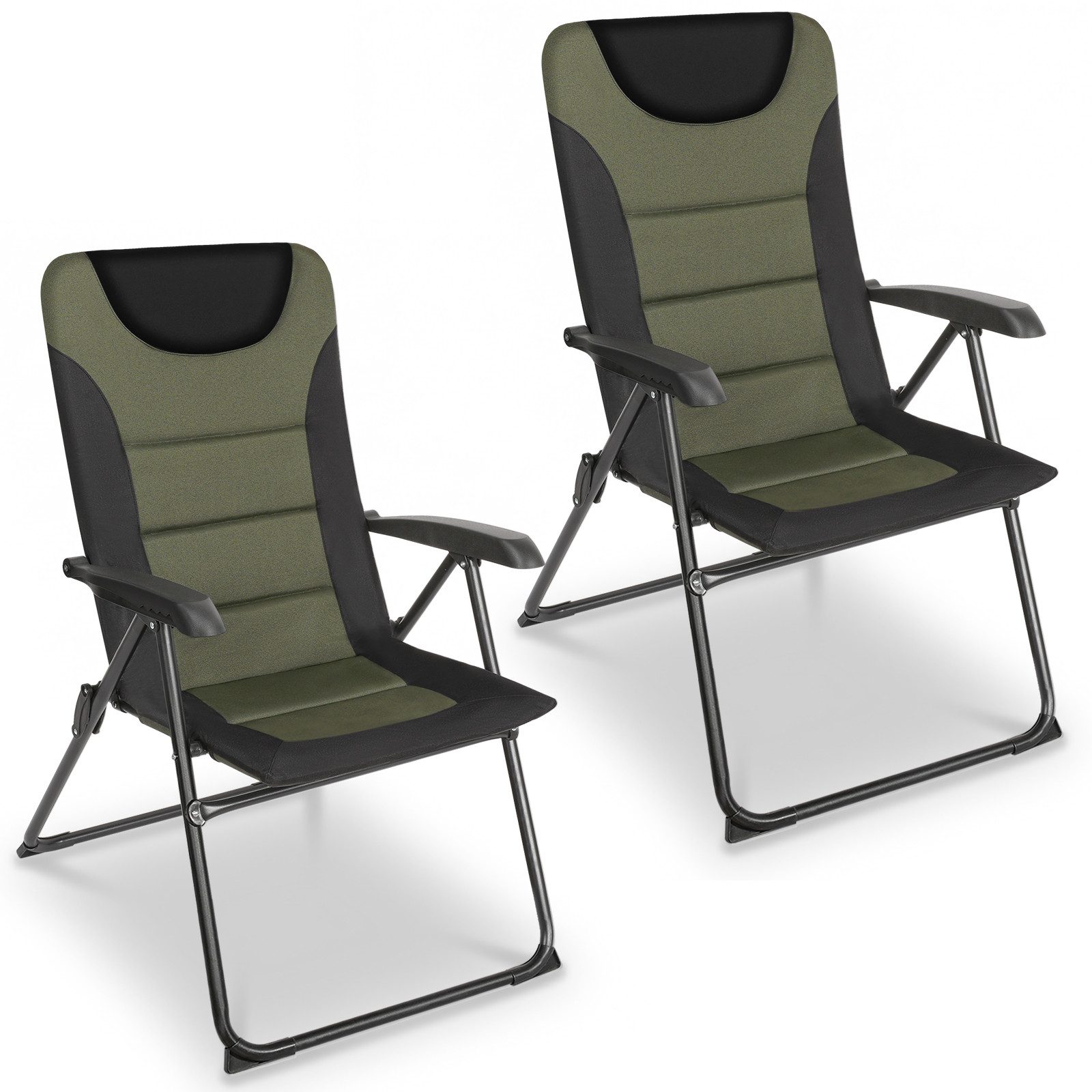 HOMECALL Campingstuhl Gartenstuhl Gepolsterter Klappstuhl für Wohnwagen Outdoors-150kg (2 St), Hochlehner Anglerstuhl mit 5-fach verstellbarer Rückenlehne