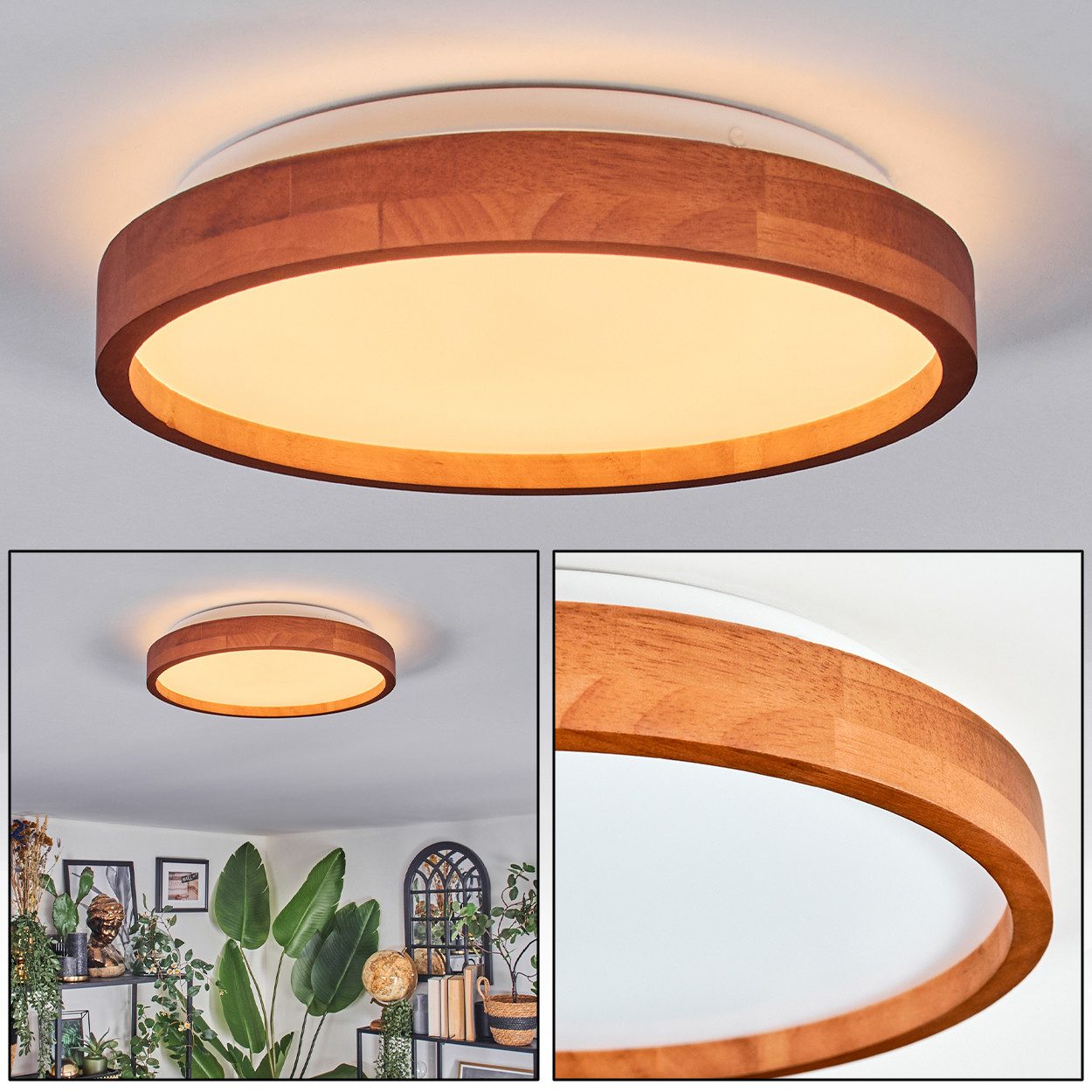 hofstein Deckenleuchte Deckenlampe aus Metall/Holz/Kunststoff in Dunkelbrau günstig online kaufen