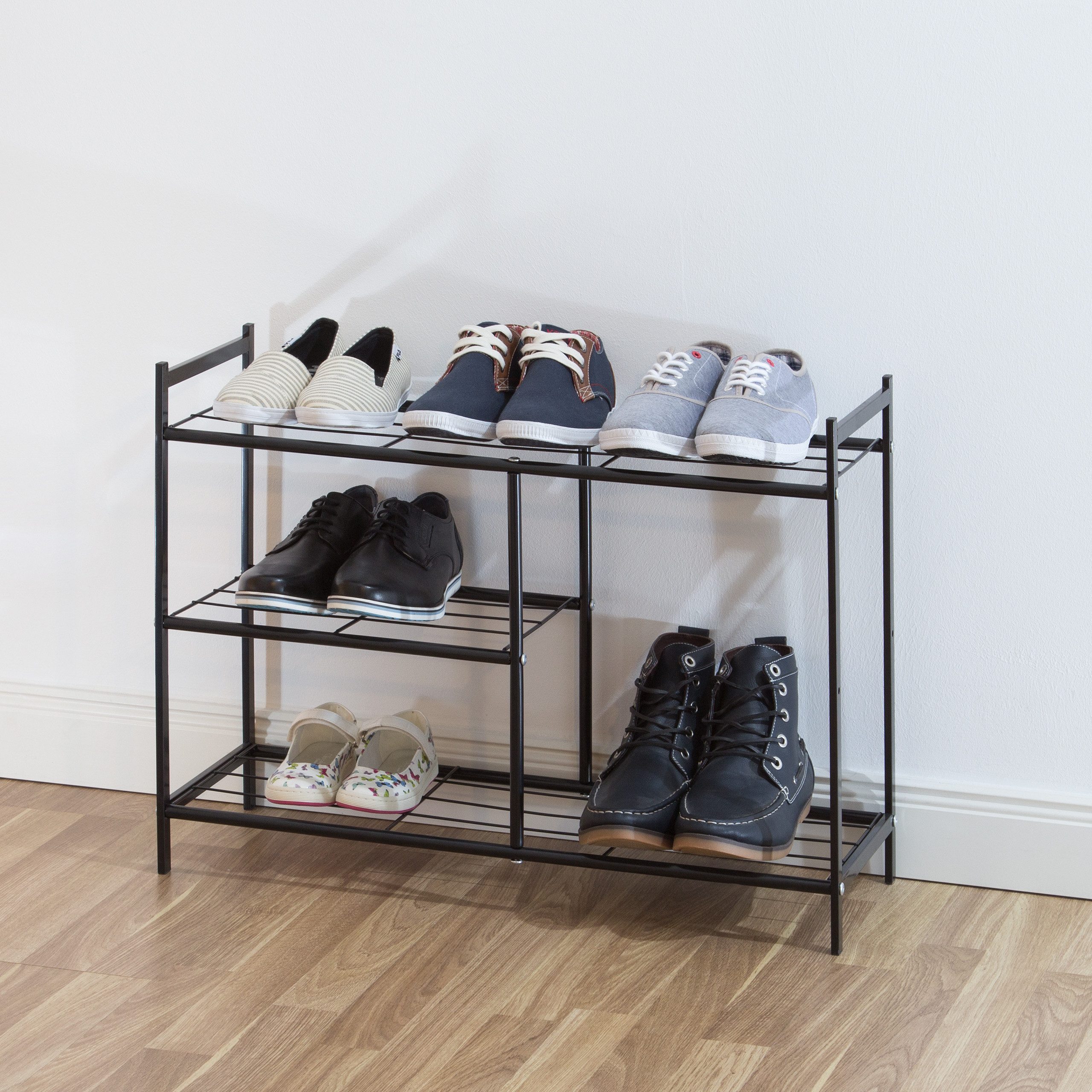 relaxdays Schuhregal SANDRA 3 Ebene, Schwarz günstig online kaufen
