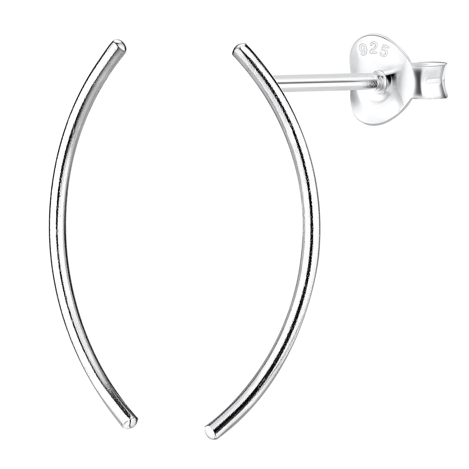 LÖB Paar Ohrstecker 925 Silber Ohrstecker Bogen Halb Creolen Ohrringe Hängend Modern Stäbe (Geschenke für Frauen Beste Freundin Mutter Mama Damen Ehefrau sie zum Geburtstag Ostern Muttertag Muttertagsgeschenk, Inkl. Schmuckbox), Stecker Minimalistisch Linie Stab Gebogen Dünn Lang geometrisch