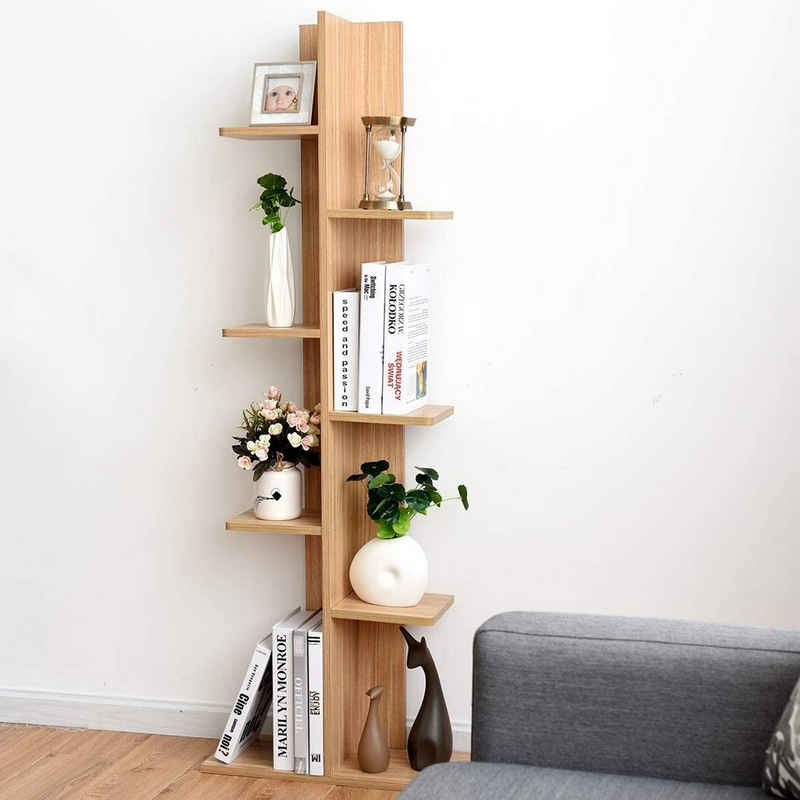 COSTWAY Bücherregal Standregal Baumform, mit 7 Ablagen, 141,5 cm