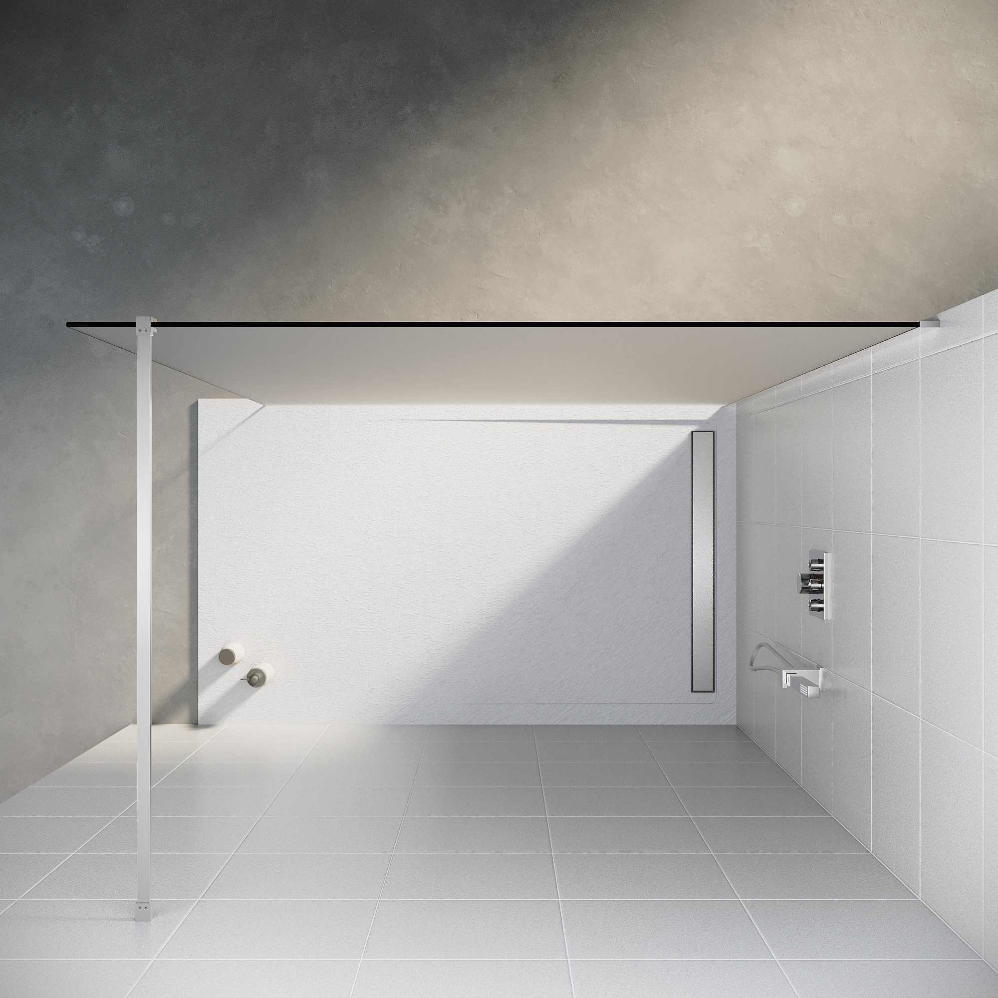 SONNI Walk-in-Dusche Walk-In Dusche,Vollsatiniert/ Teilsatiniert Glas,80-140cm,Höhe: 200cm, 8mm NANO ESG GLAS