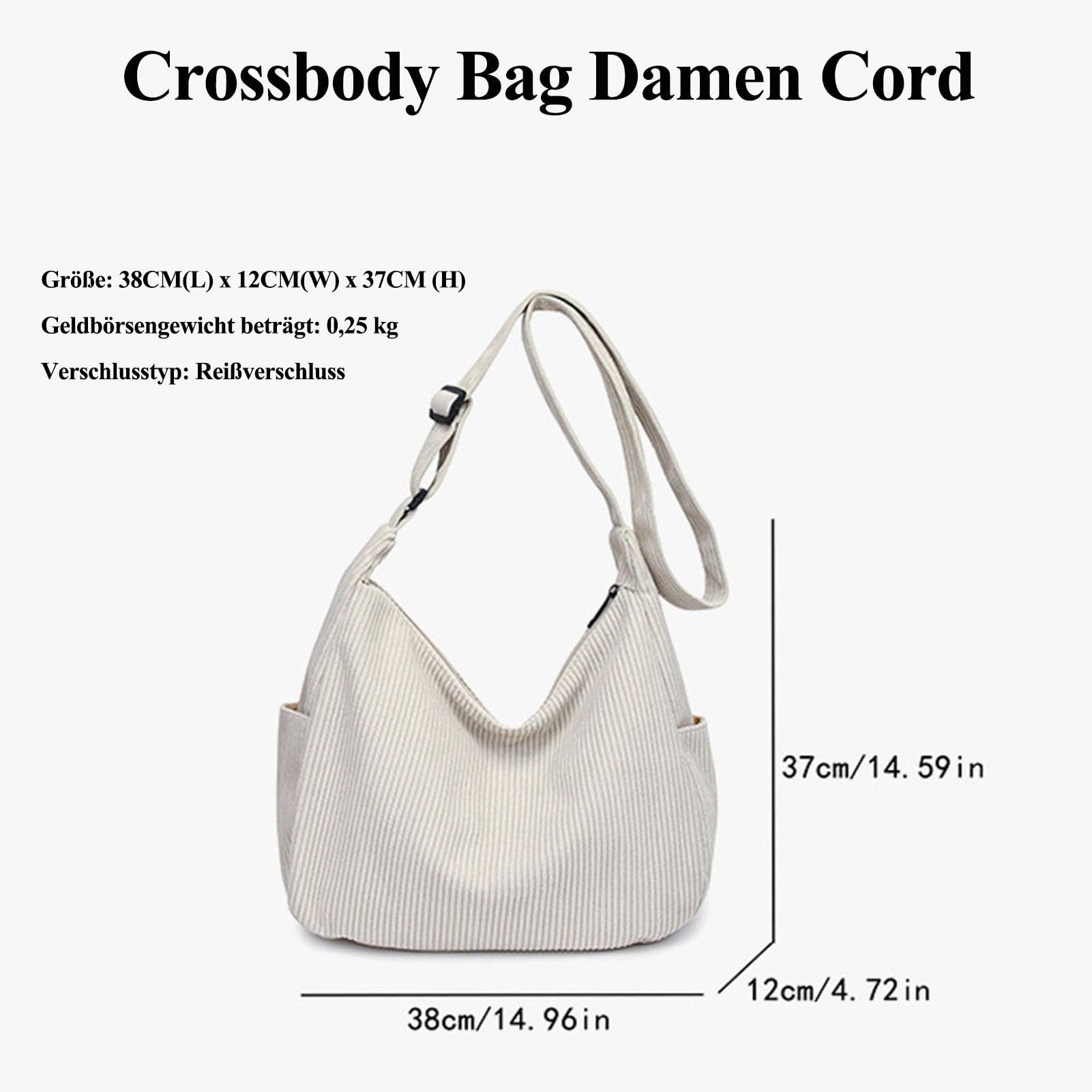 Zaewry Schultertasche Unisex Umhängetasche Cord Tasche Halbmond Tasche Hobo Bag (Damen Shopper Tasche Crossbody Bag Stofftasche Strandtasche), für Alltag Colleg – Bild 2 von 5