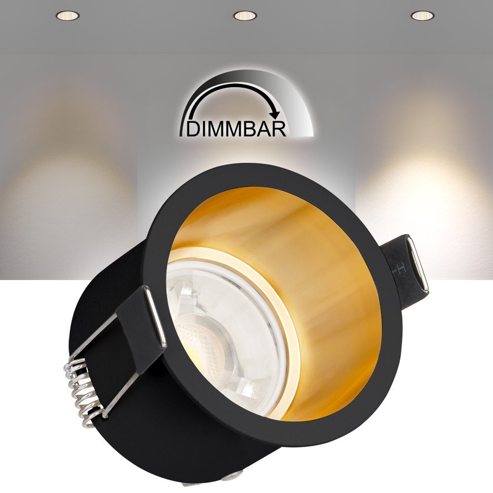 LED Set GU10 Einbaustrahler LED mit Gold von LEDANDO / Markenstrahler Schwarz LED Einbaustrahler