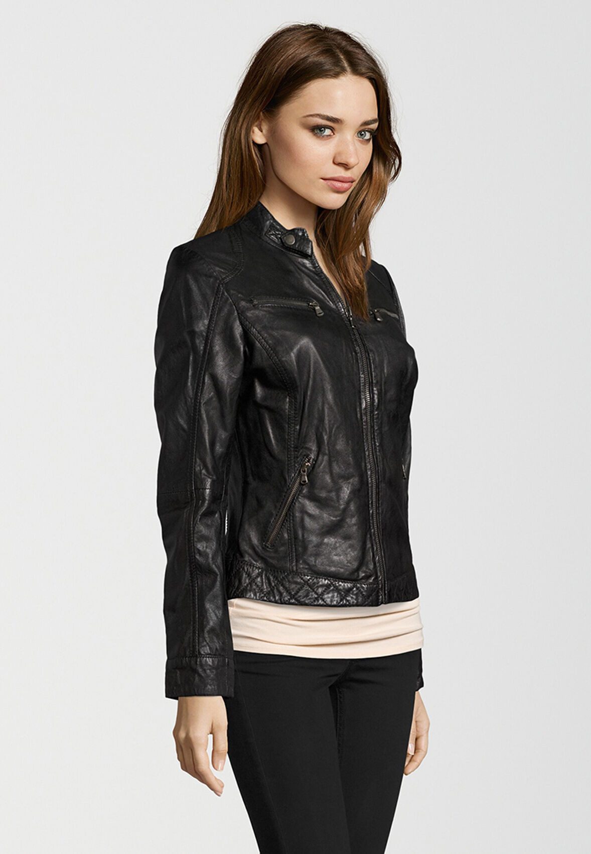 H.I.S Lederjacke SAIMINA (1-St) mit wattiertem Saum – Bild 4 von 5