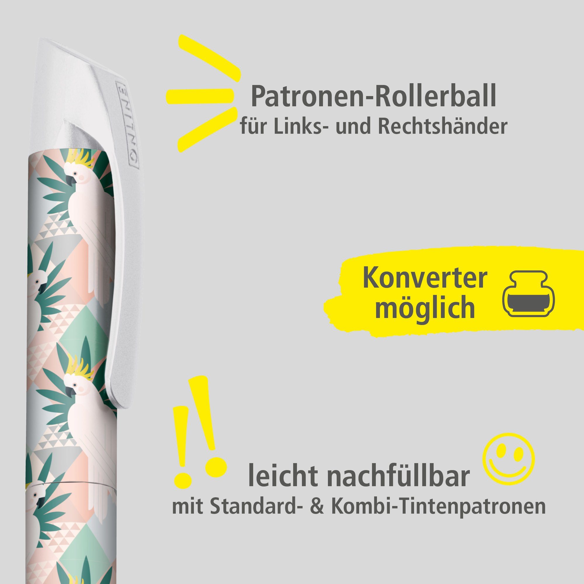 hergestellt ideal Tintenroller Pen für Schule, Papageien in Tintenpatronen-Rollerball, ergonomisch, Deutschland Campus die Online