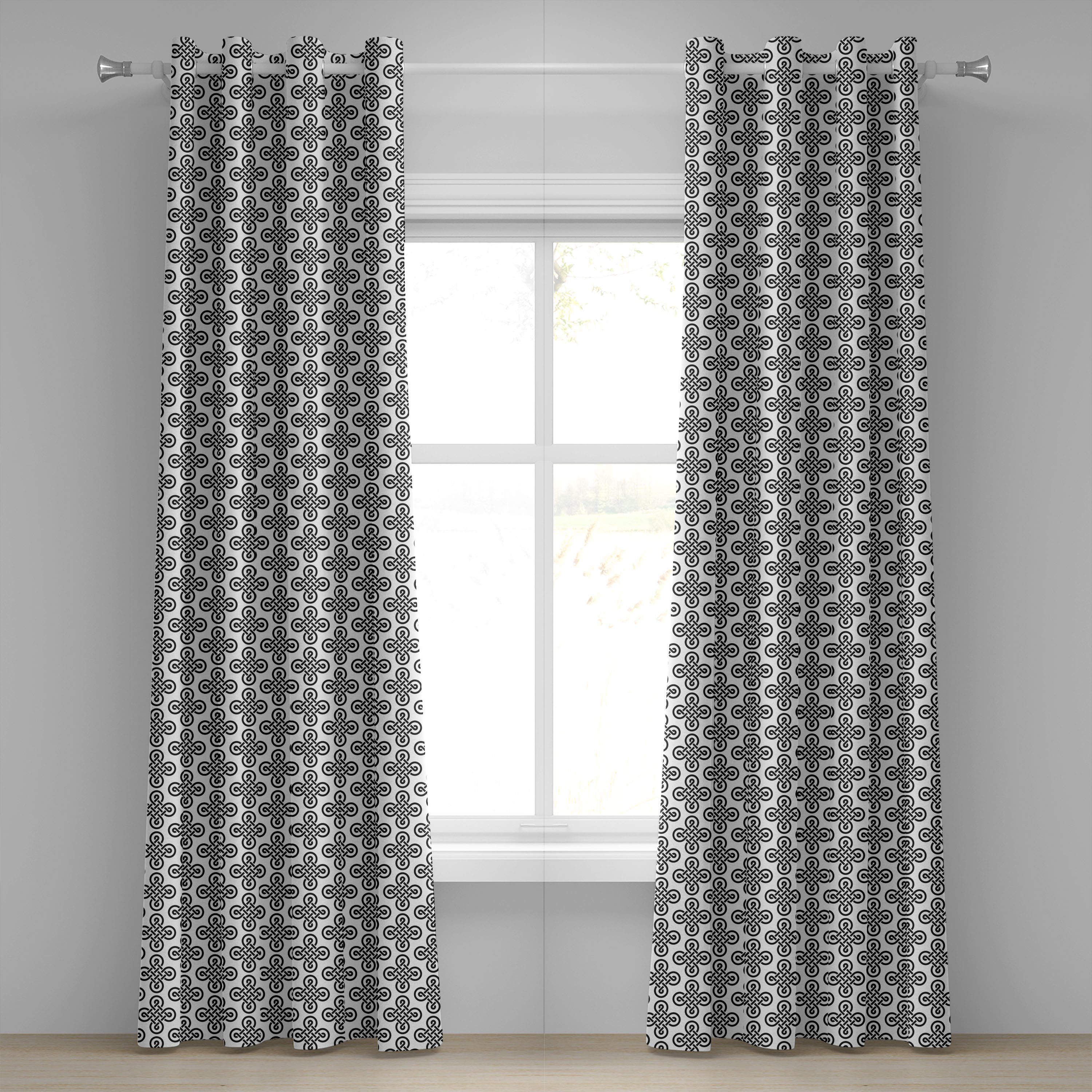 Gardine Dekorative 2-Panel-Fenstervorhänge für Schlafzimmer Wohnzimmer, Abakuhaus, irisch Old-Fashion-Knoten-Motive