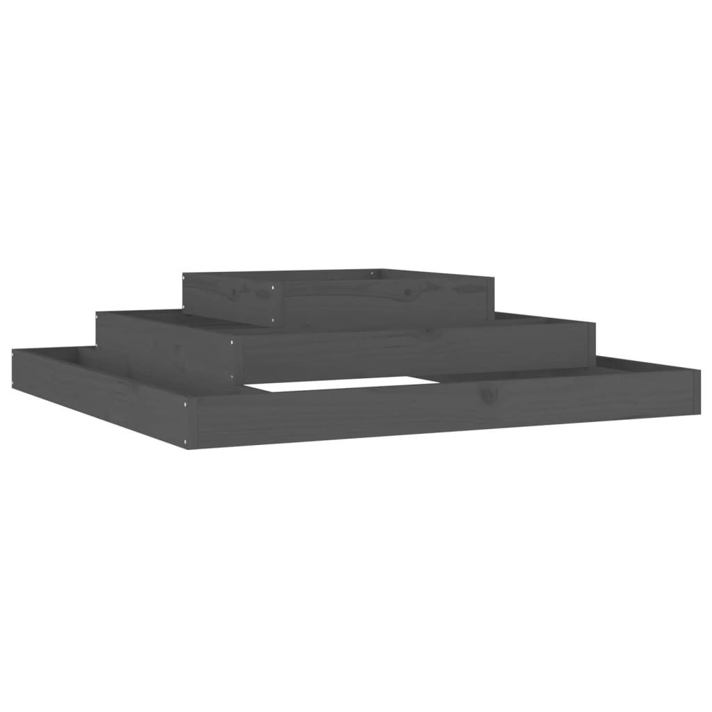 vidaXL Blumentopf Pflanzkübel Grau 110x110x27 cm Massivholz Kiefer (1 St)