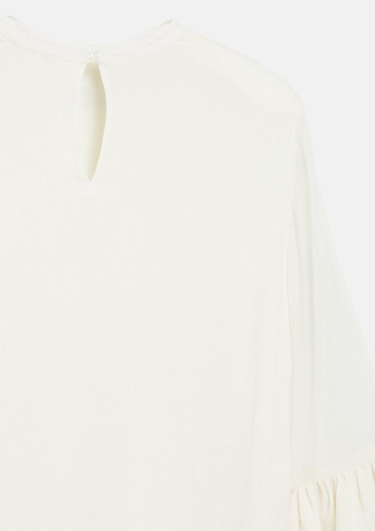 comma Langarmbluse Bluse Strukturierte Chiffon-Bluse mit Volant-Ärmeln