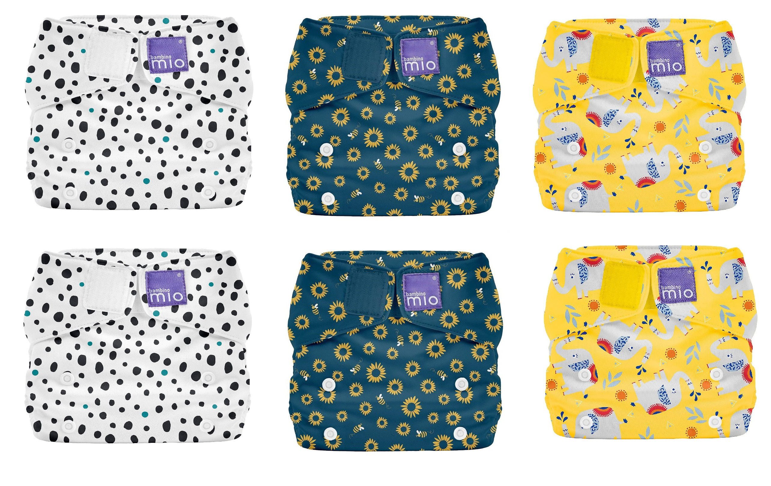 Bambino Mio Stoffwindeln 6er Pack Bambino Mio, Miosolo Stoffwindel Überhose One Size (6-St), Hautsympatisch