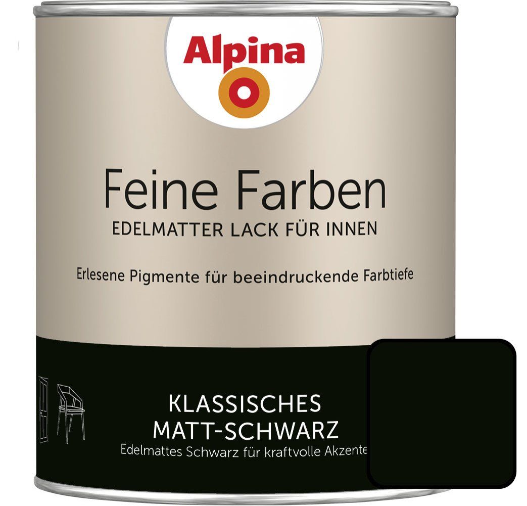 Alpina Wandfarbe Alpina Feine Farben Lack Klassisches Matt-Schwarz