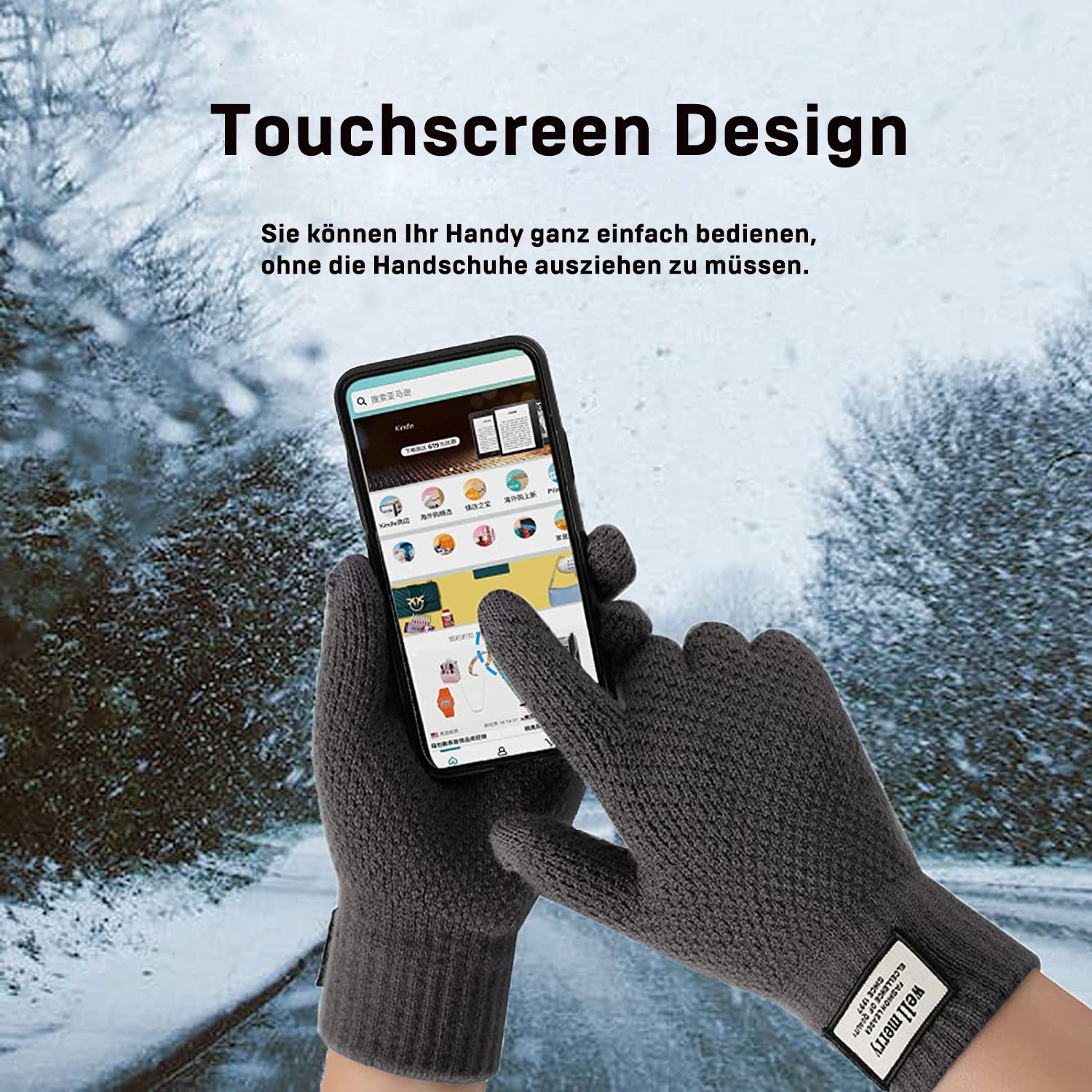 Alster Herz Futter, Herz Strickhandschuhe Touchscreen Winter Handschuhe A0351 Schwarz Alster mit