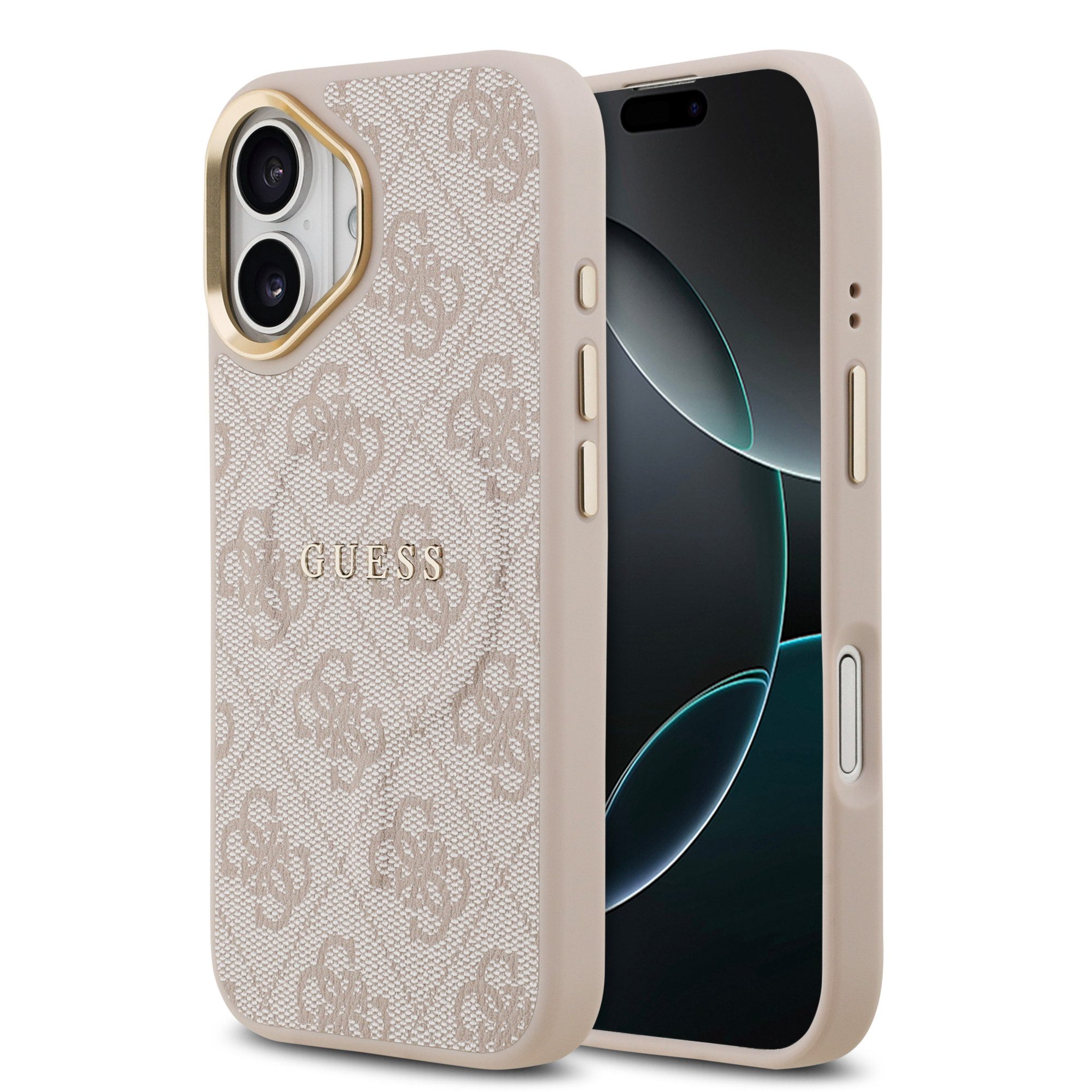 Guess Handyhülle GUESS Case für iPhone 17 Goldrahmen Magsafe Handyhülle Cover Rosa