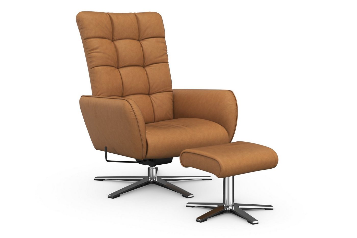 W.SCHILLIG Sessel »deXxter« (Spar-Set), Sessel mit Hocker, mit Wipp-Dreh-Funktion, mit Steppung am Rückenteil, Gestell Chrom glänzend-HomeTrends