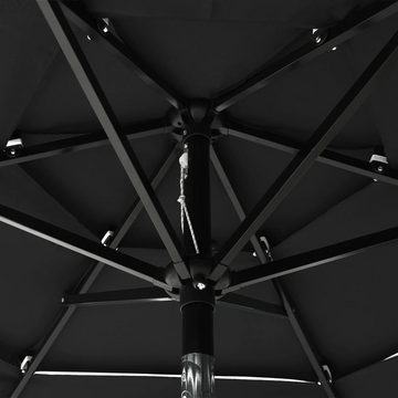 furnicato Sonnenschirm mit Aluminium-Mast 3-lagig Schwarz 2 m