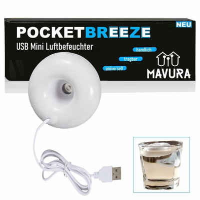 MAVURA Luftbefeuchter POCKETBREEZE USB Mini Luftbefeuchter & Aroma Diffuser, Ultraschall-Vernebler Humidifier weiß