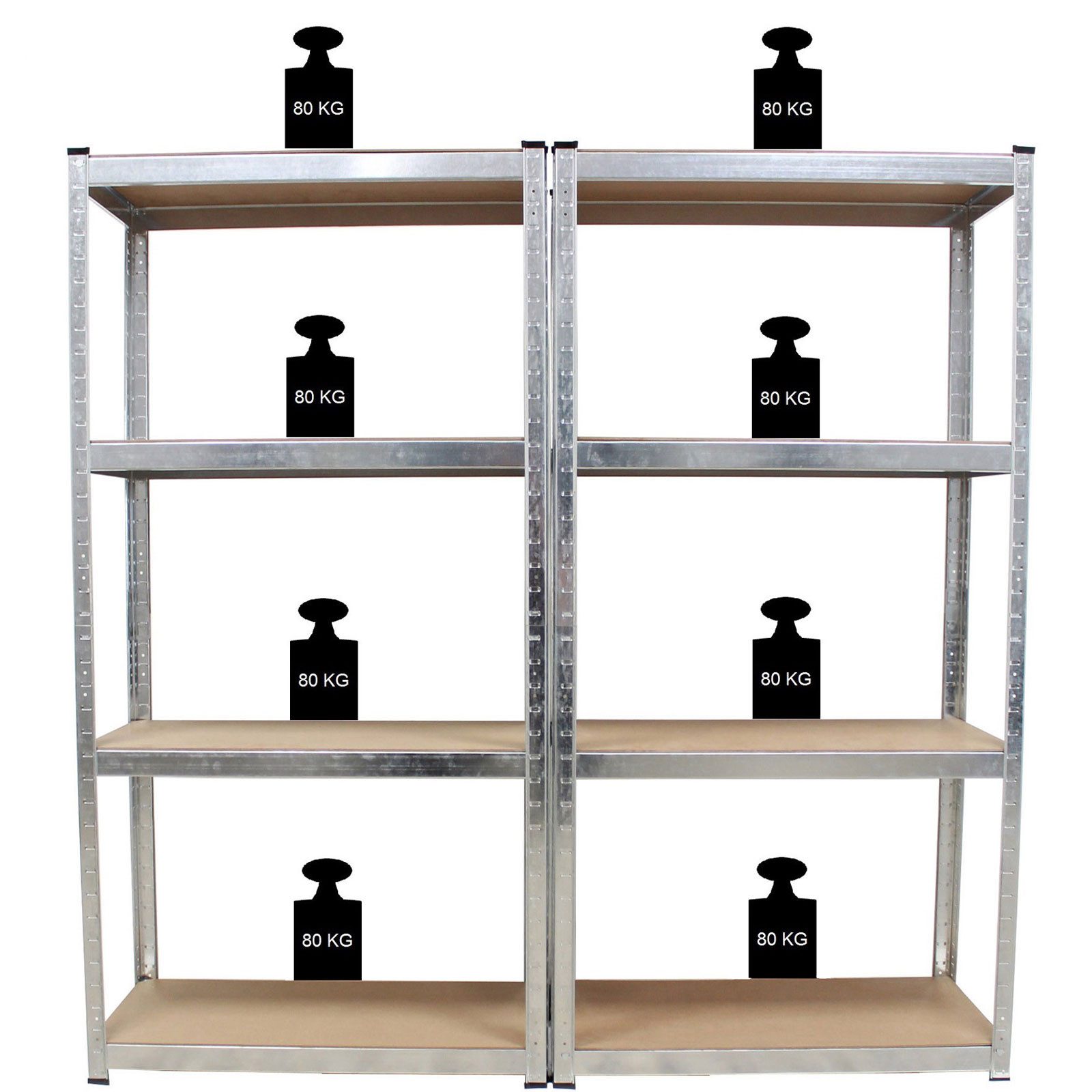 TRUTZHOLM Steckregal Schwerlastregal 160x80x40cm Lagerregal Kellerregal Metallregal, 2er Set