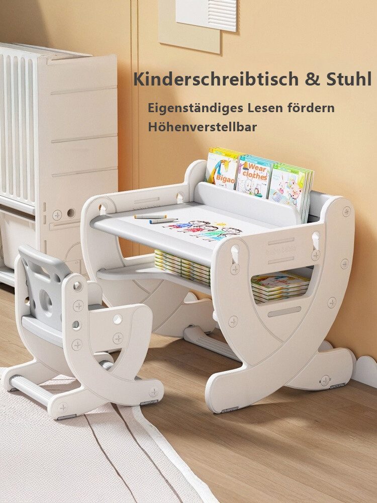 habeig Kinderschreibtisch höhenverstellbar mit Stuhl Buchstütze günstig online kaufen