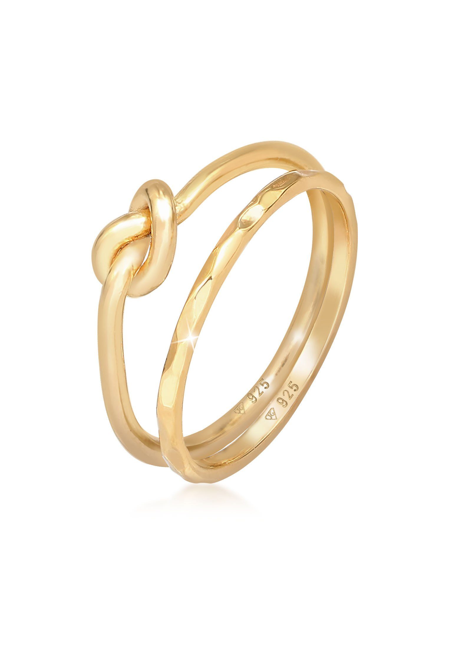 Knoten Knoten Gold Elli Basic Silber, 2er Trend Ring-Set 925 Verknotet Set