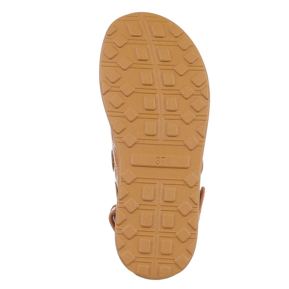 Ital-Design Komfortable Sandalen mit verstellbaren Riemen Riemchensandalette (89322988) Flach Plateausandaletten in Camel