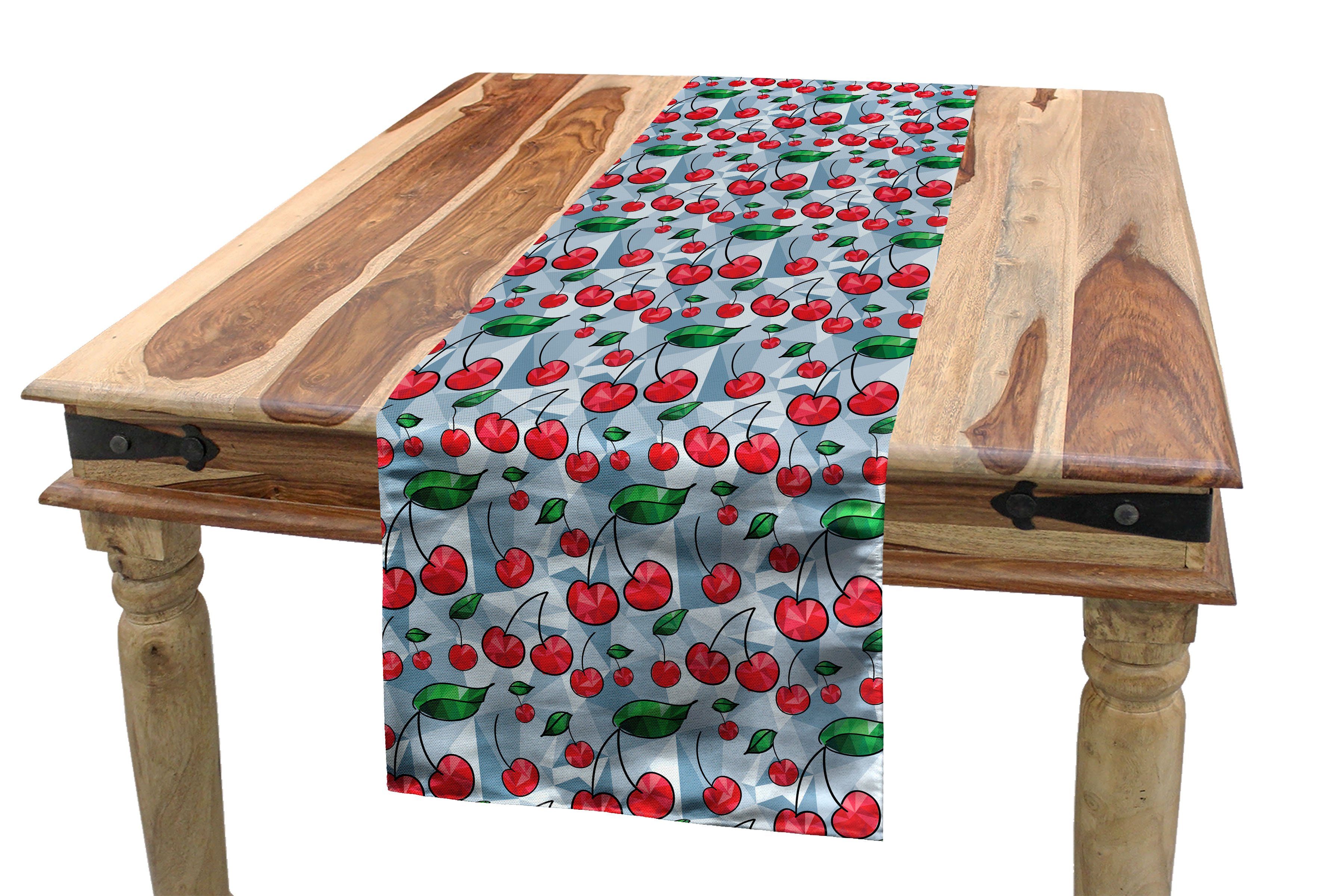 Abakuhaus Tischläufer Esszimmer Küche Rechteckiger Dekorativer Tischläufer, Früchte Geometrische Abstrakte Kirschen