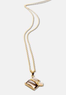 Carolin Stone Jewellery Kette mit Anhänger Mystic - Halskette mit braunem und rosa Mondsteinen in Gold