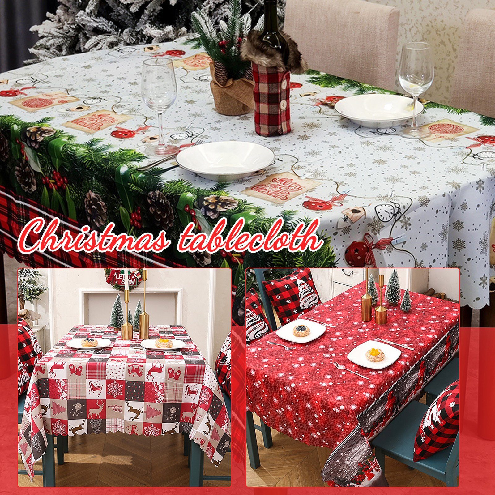 Cartoon-Weihnachtsstil, Blusmart Stilvolle Bedruckte Tischdecken Tischschonbezug Im Niedlichen