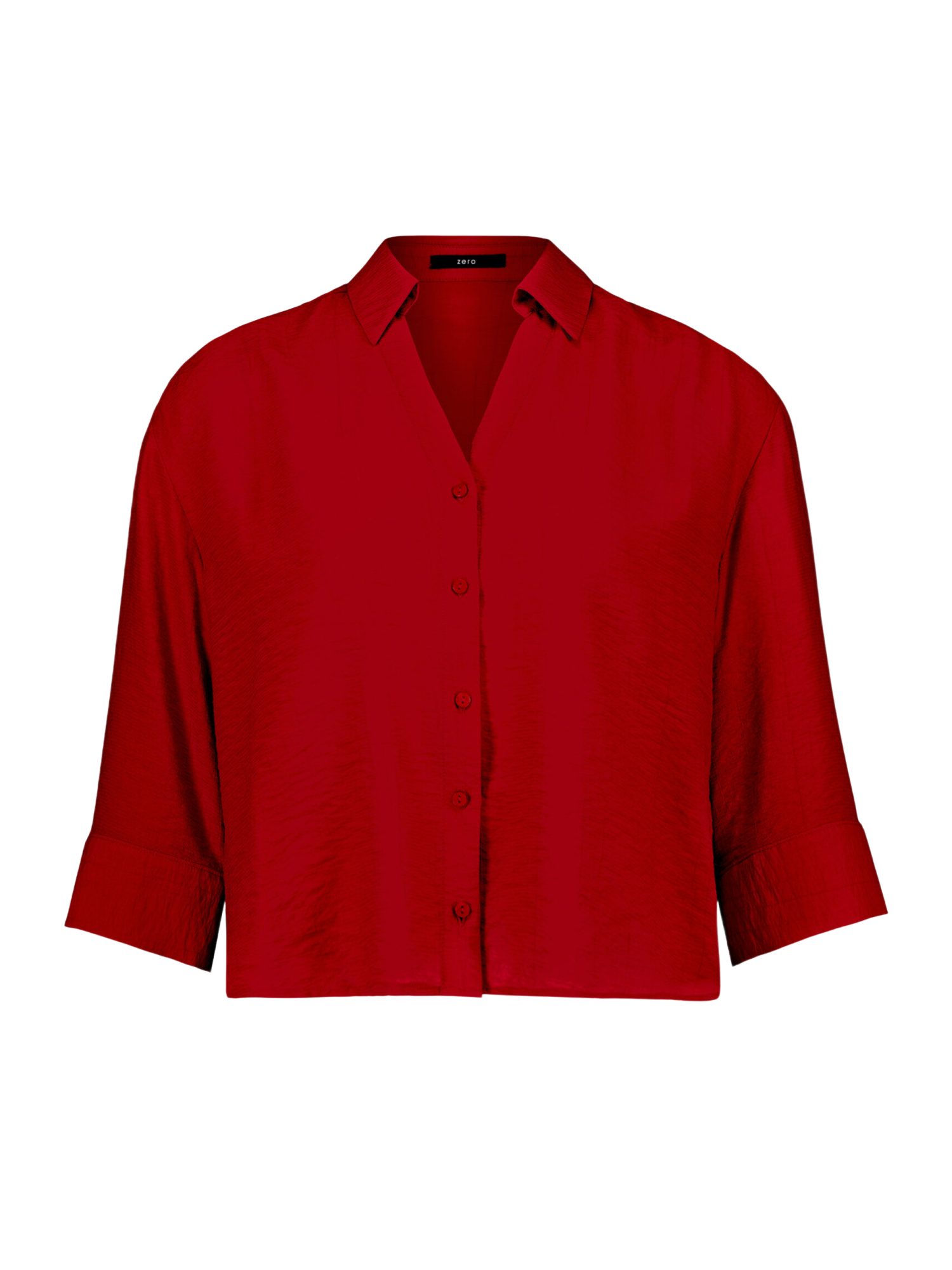 Zero Kurzarmbluse rot,Casual,Viskose,Unifarben,V-Ausschnitt,3/4 Arm,Casual Fit