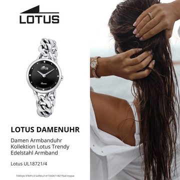 Lotus Quarzuhr LOTUS Damen Uhr Fashion 18721/4, Damenuhr rund, klein (ca. 30mm) Edelstahlarmband silber