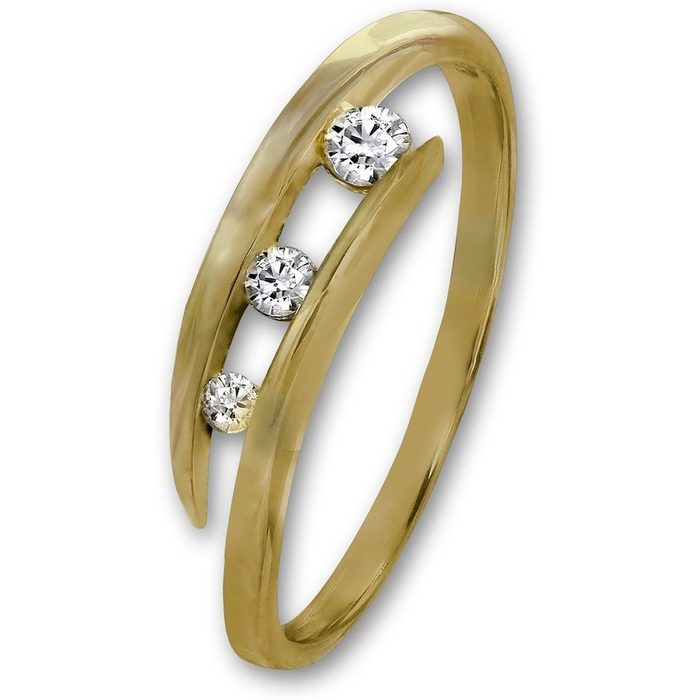 GoldDream Goldring GoldDream Gold Ring Gr.56 Zirkonia (Fingerring) Damen Ring Echtgold 333er Gelbgold gold weiß 3er Zirkonia