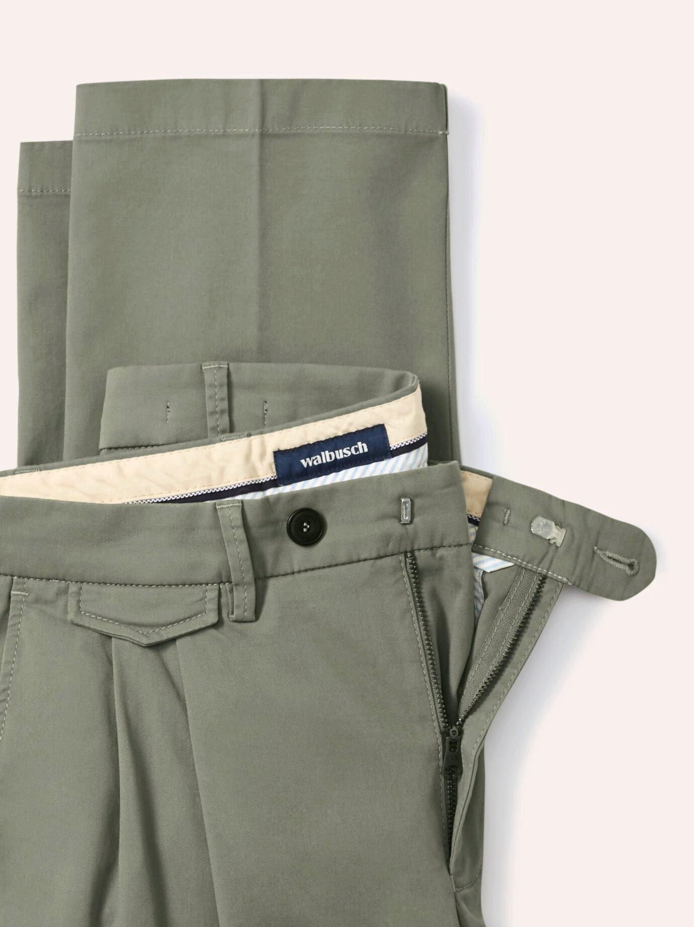Walbusch Chinohose Herren Feintwill Bundfalten Chino Regular Fit pflegeleicht Baumwollhose mit Flex-Bund, besonders weich, Hemdenstopper – Bild 4 von 4