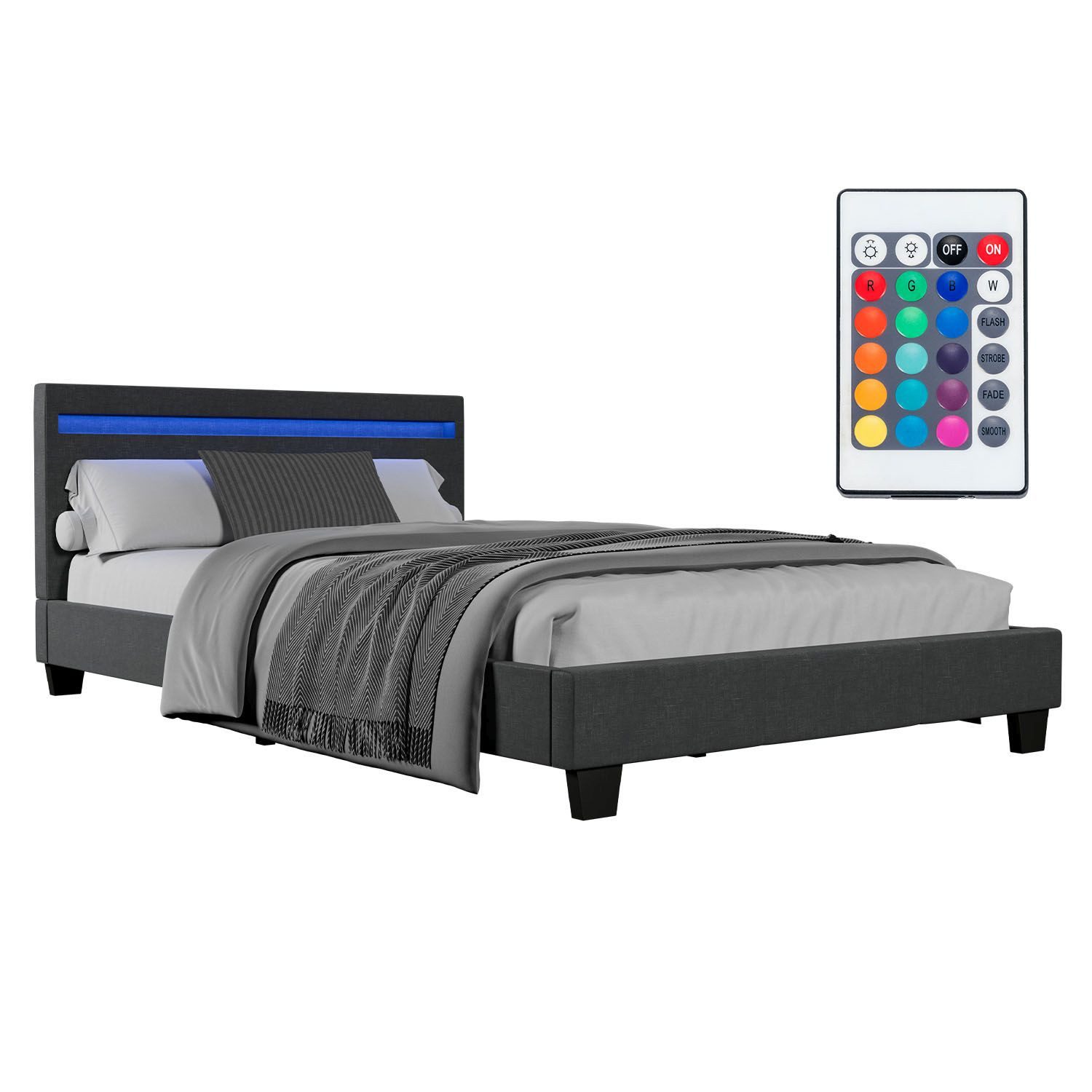 Juskys Polsterbett Paris, 120x200 cm, Webstoff, hohes Kopfteil, robustes Be günstig online kaufen