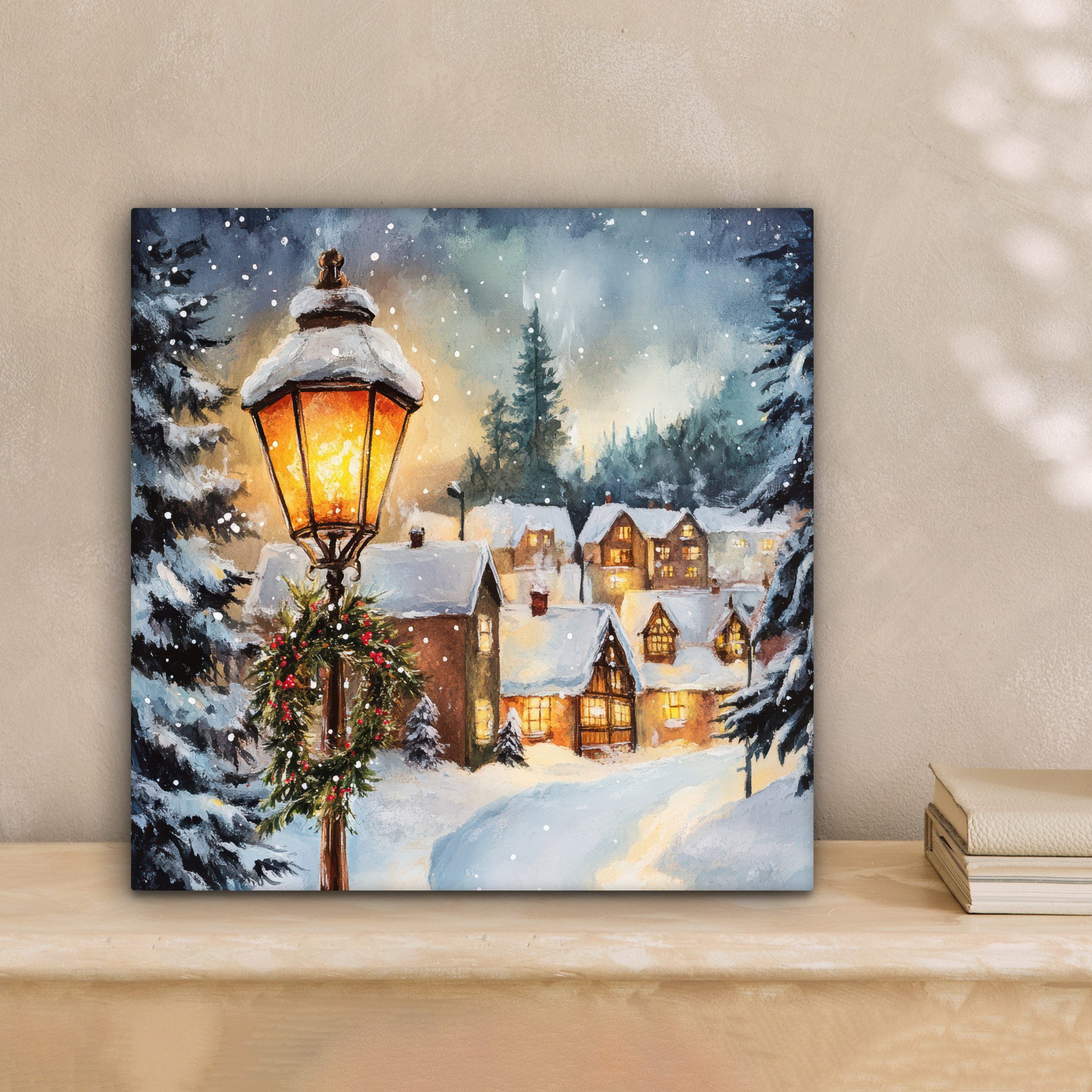 OneMillionCanvasses® Leinwandbild Weihnachtsdorf - Häuser - Schnee - Weihna günstig online kaufen