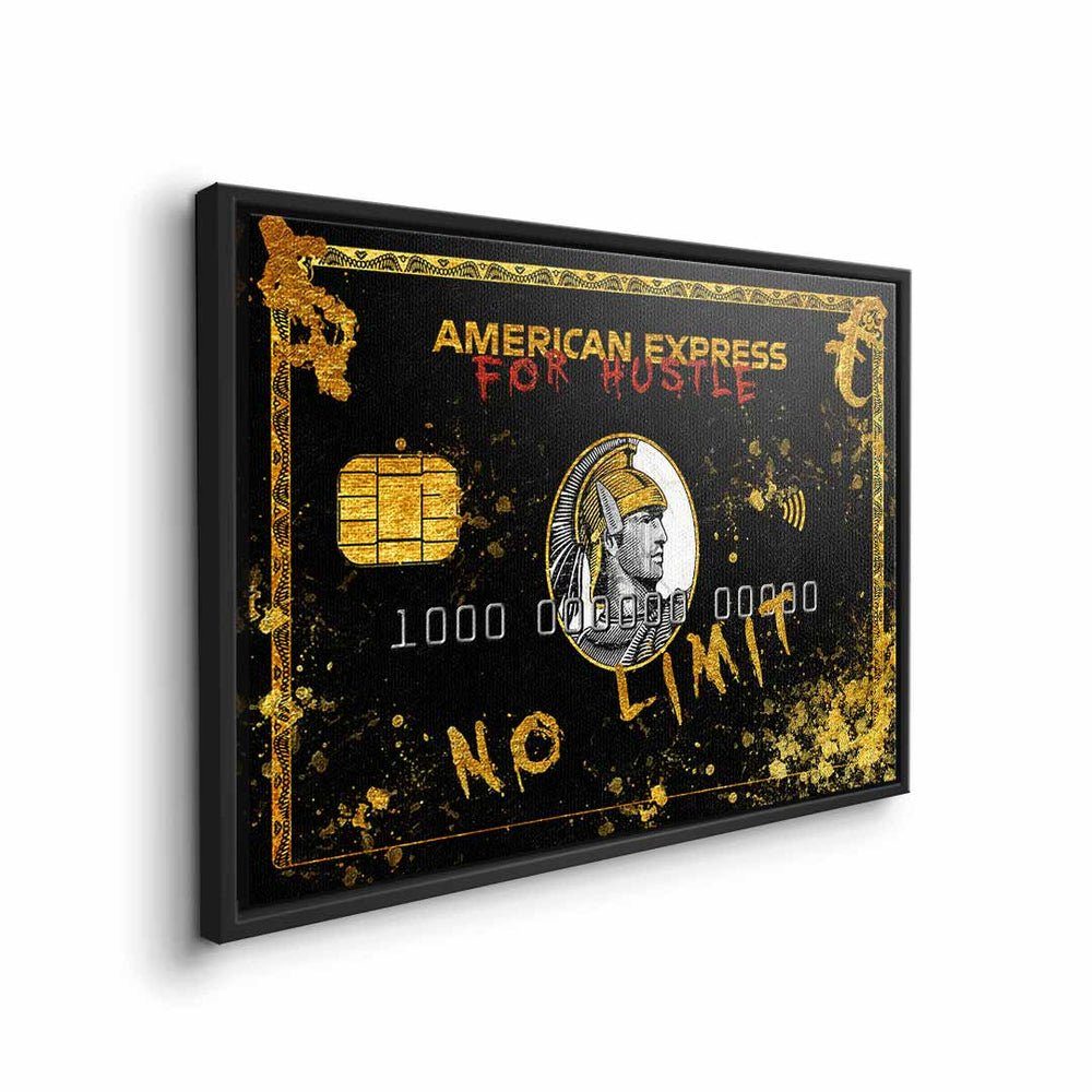 Hustler DOTCOMCANVAS® silberner mit American gold Leinwandbild Leinwandbild premium Rahmen Rahmen schwarz American Express Hustler, Express