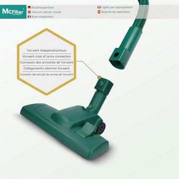 McFilter Kombidüse Staubsauger Düse, Wappenanschluss (mit Adapter), alternatives, Zubehör für Vorwerk Kobold 118, 119, 120, 121, 122 & Tiger 250/251, (1-tlg), Dreh-/Kippgelenk, umschaltbar, Fadenheber, Leichtlauflaufrollen