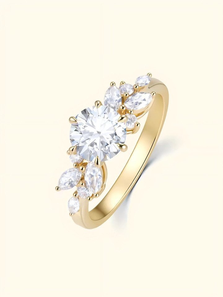 Jumpeak Diamantring 1ct Lab-grown diamond ring,Rund-Schliff,Eheringe,Goldring,14K Gold, D,VS1,Verlobungsring,Geschenk für Frau,Damen Ring,Jubiläum,diamantring