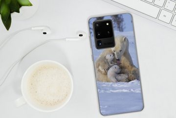 MuchoWow Handyhülle Eisbären - Schnee - Weiß, Phone Case, Handyhülle Samsung Galaxy S20 Ultra, Silikon, Schutzhülle