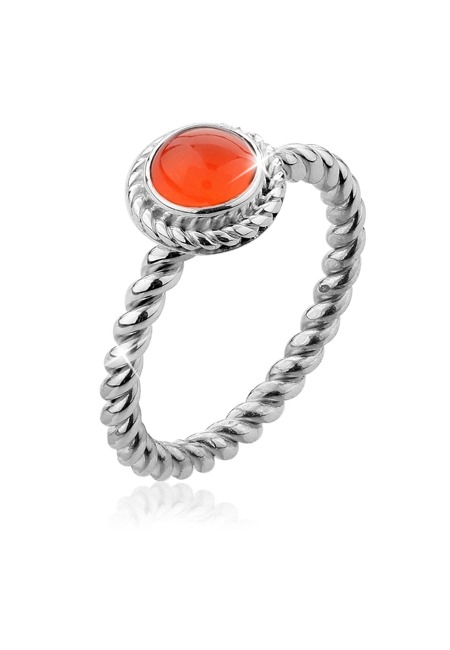 Nenalina Fingerring Karneol Geburtsstein Juli Trend Edel 925 Silber