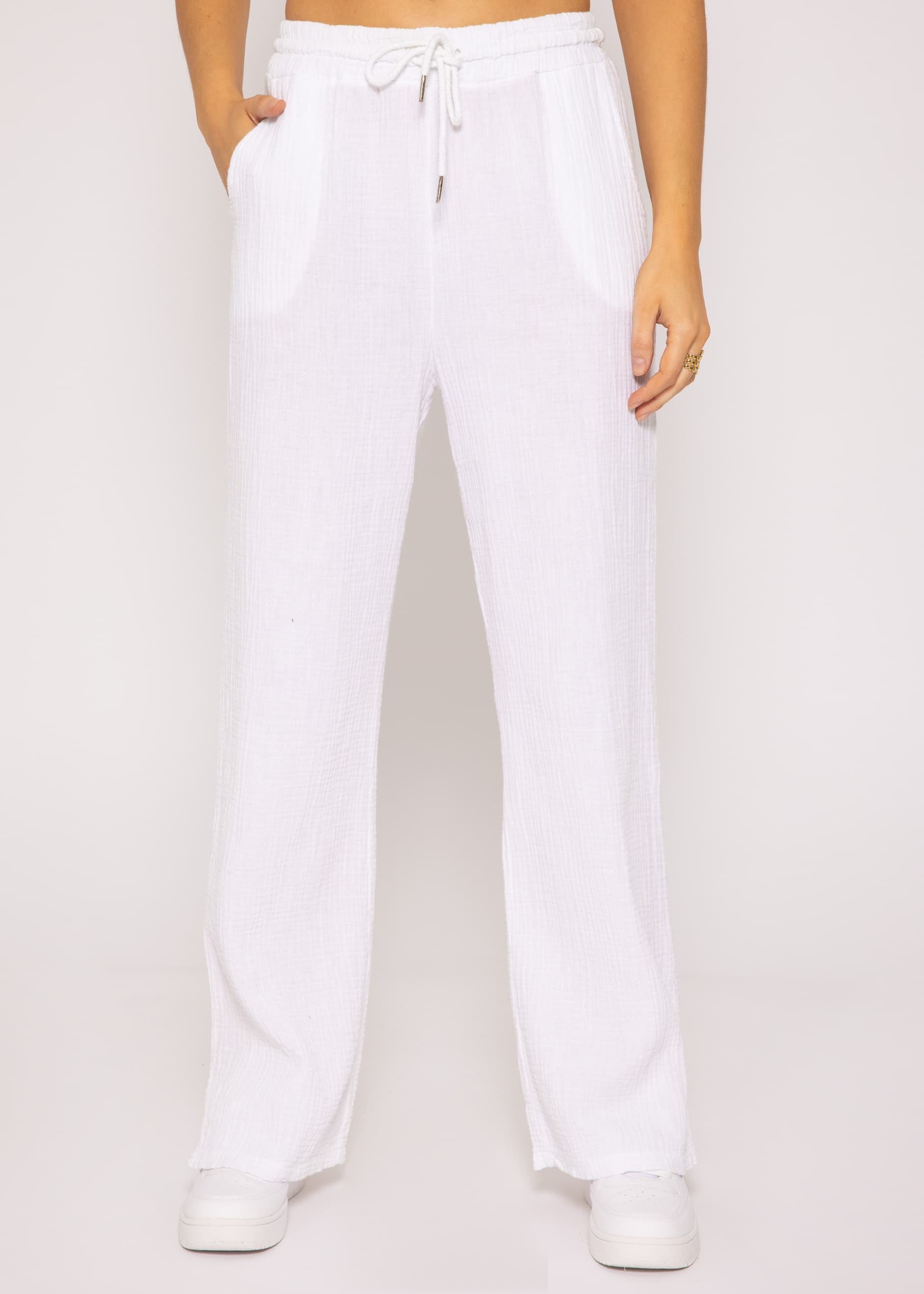 SASSYCLASSY Stoffhose Leichte Musselin Sommer Hose günstig online kaufen