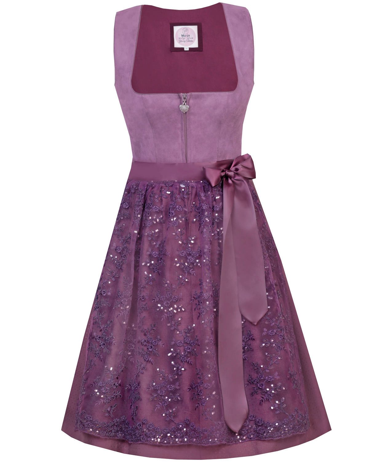 Dirndl 'Isa' mit Spitzenschürze 698265, Pflaume 65cm