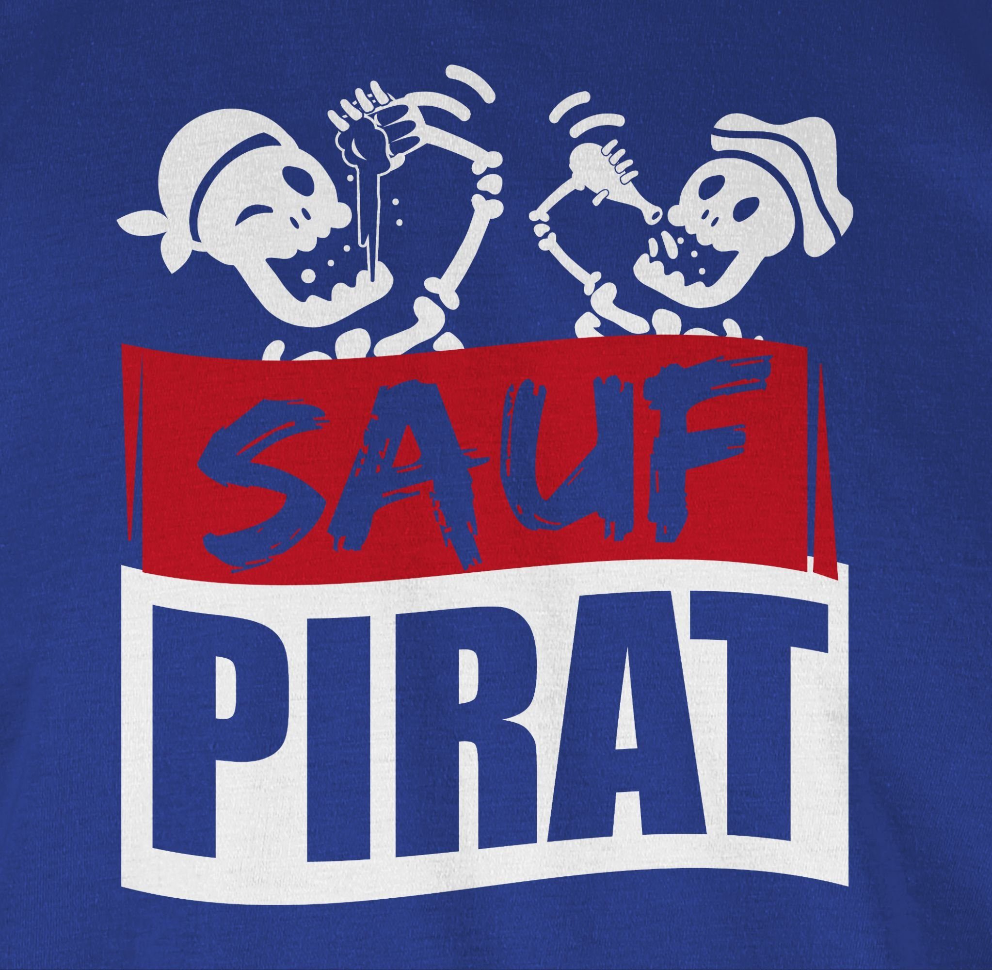 Shirtracer T-Shirt Sauf Pirat - weiß/rot Party & Alkohol Herren