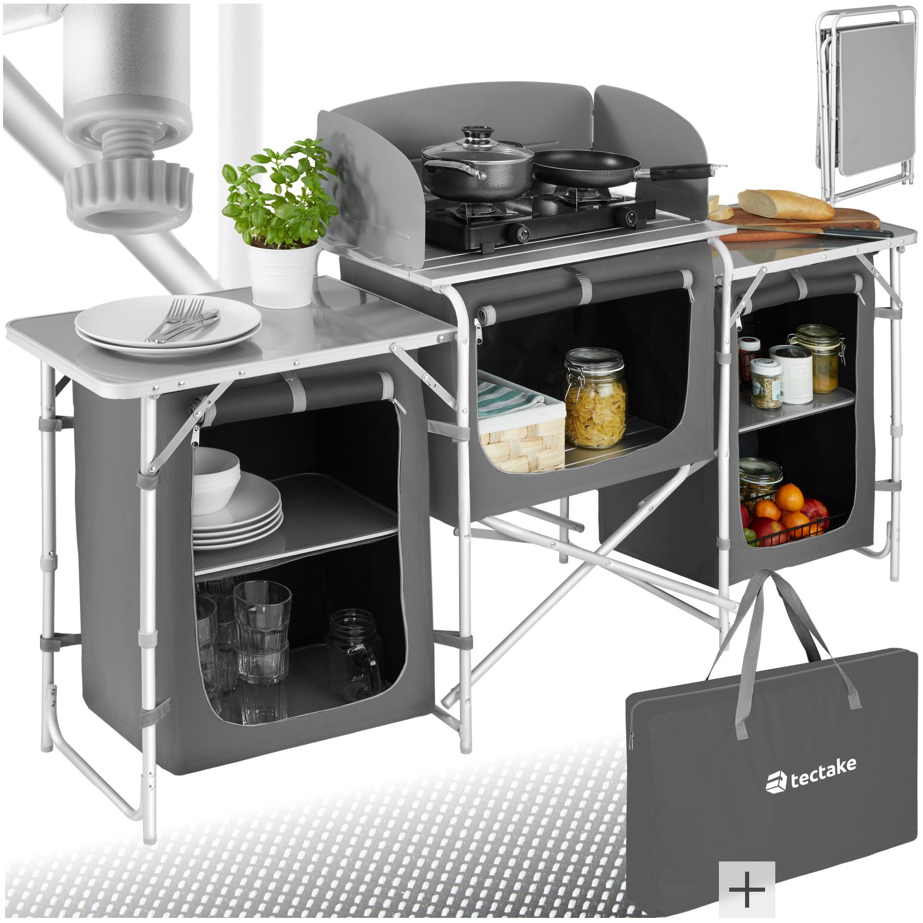 tectake Campingtisch Campingküche XXL mit 5 günstig online kaufen